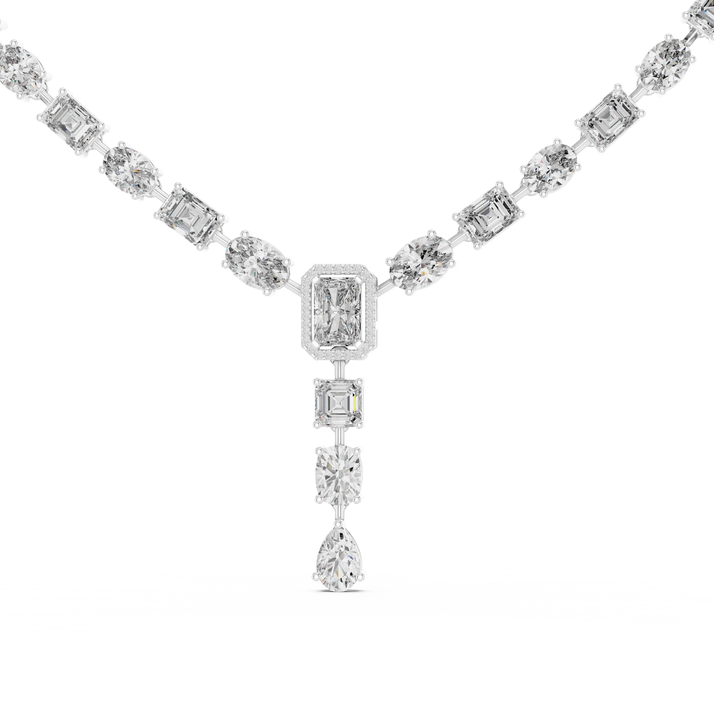 Mixed Shape Diamond Y Necklace in Gold | Lab-Grown Diamond Drop Necklace