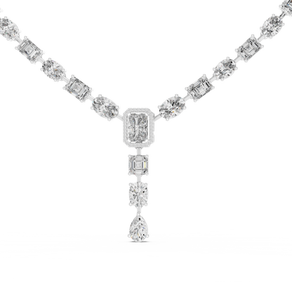Mixed Shape Diamond Y Necklace in Gold | Lab-Grown Diamond Drop Necklace