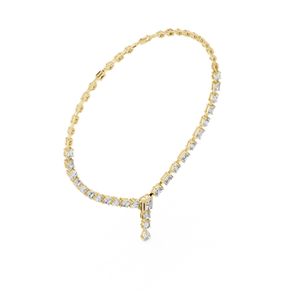 Mixed Shape Diamond Y Necklace in Gold | Lab-Grown Diamond Drop Necklace