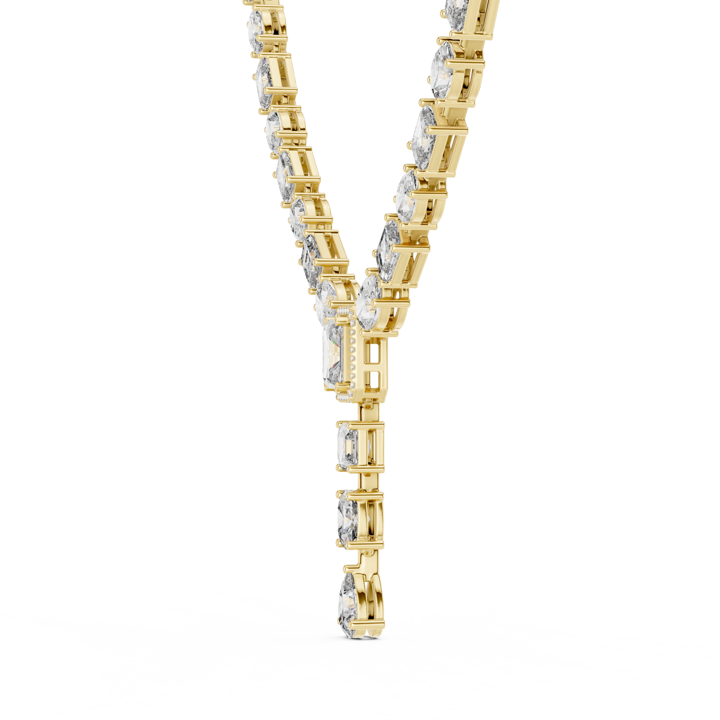 Mixed Shape Diamond Y Necklace in Gold | Lab-Grown Diamond Drop Necklace