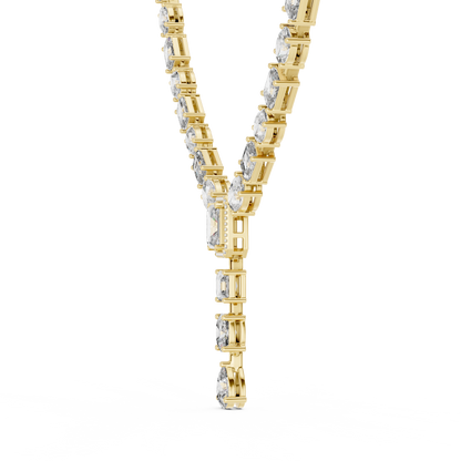 Mixed Shape Diamond Y Necklace in Gold | Lab-Grown Diamond Drop Necklace