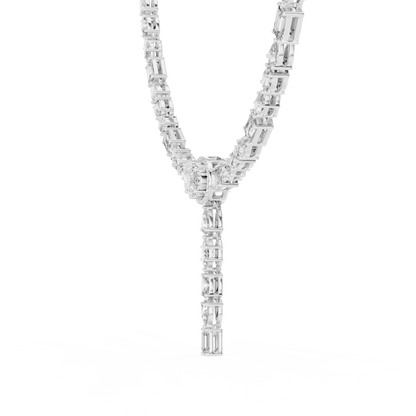 Luxury Solitaire Lab Grown Diamond Y Necklace in Rose Gold | Mixed Cut Diamond Lariat Tennis Necklace