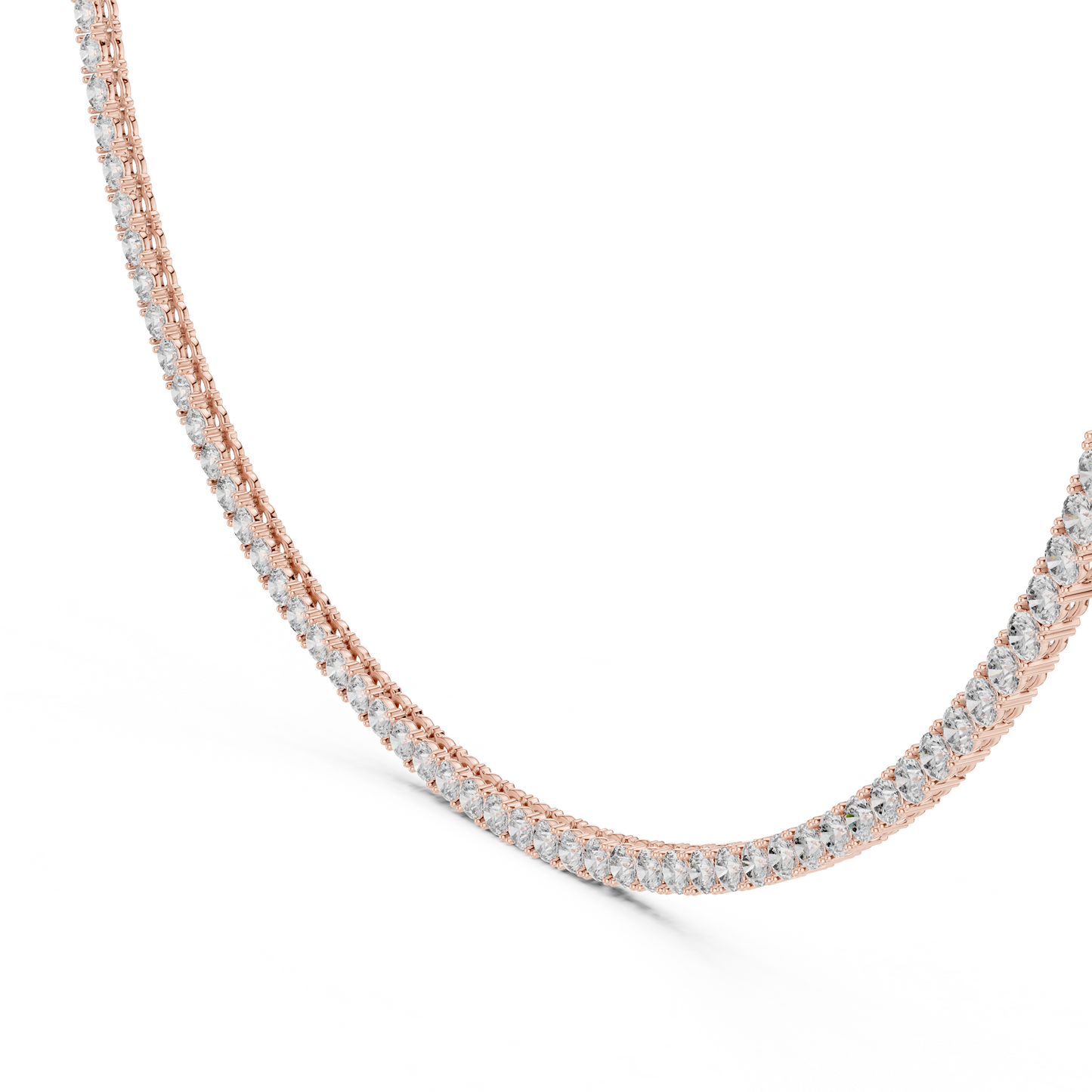 Classic 30 Pointer Round Lab Grown Diamond Tennis Necklace in Rose Gold