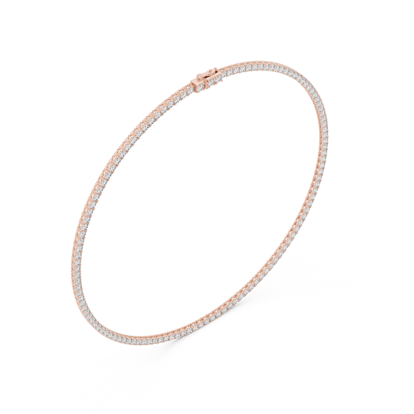 Classic 30 Pointer Round Lab Grown Diamond Tennis Necklace in Rose Gold