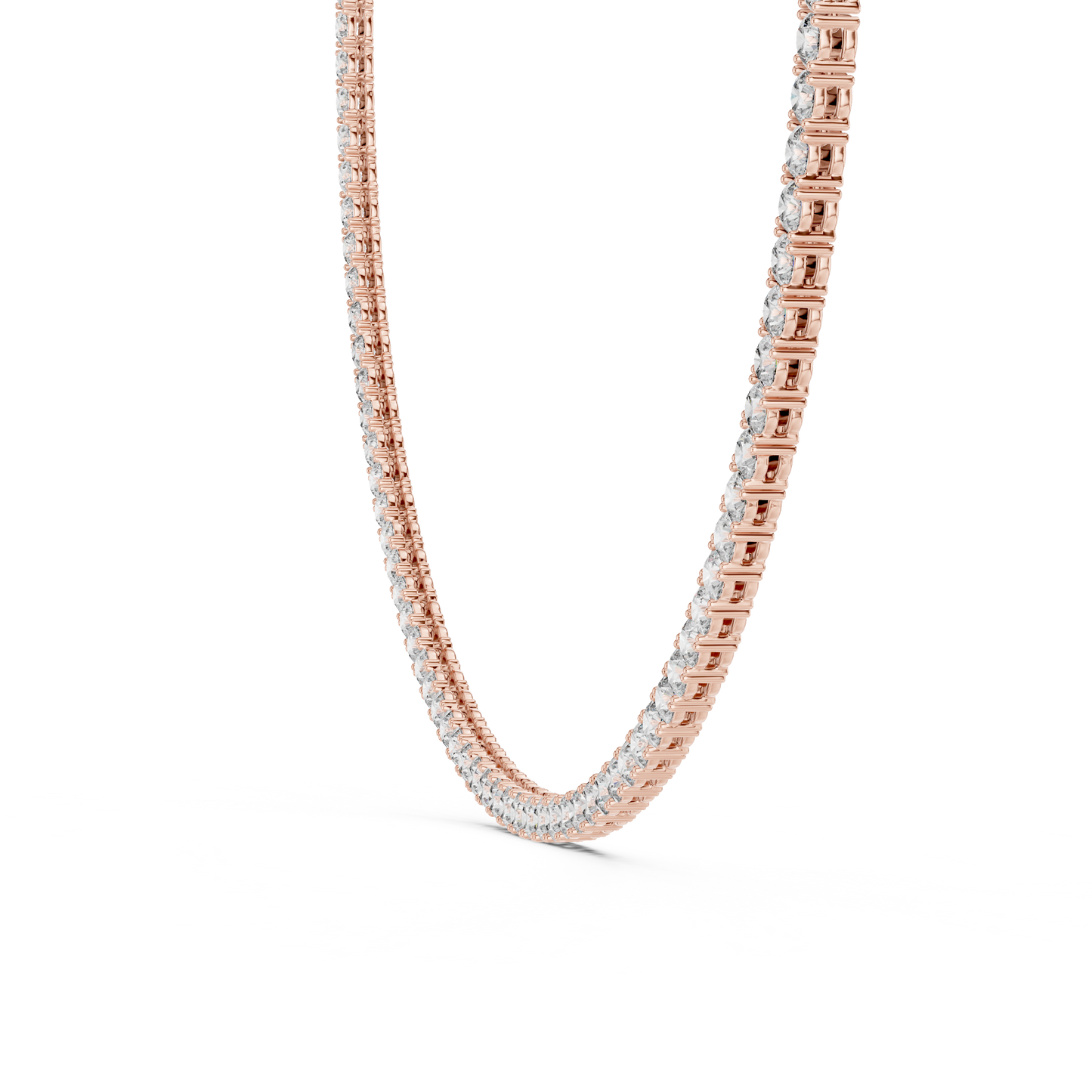 Classic 30 Pointer Round Lab Grown Diamond Tennis Necklace in Rose Gold