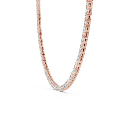 Classic 30 Pointer Round Lab Grown Diamond Tennis Necklace in Rose Gold