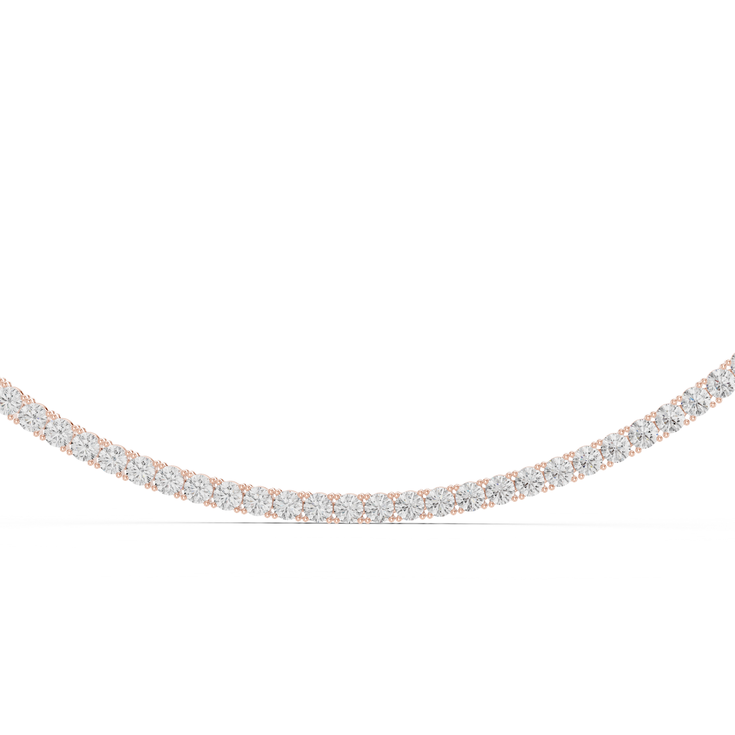 Classic 30 Pointer Round Lab Grown Diamond Tennis Necklace in Rose Gold