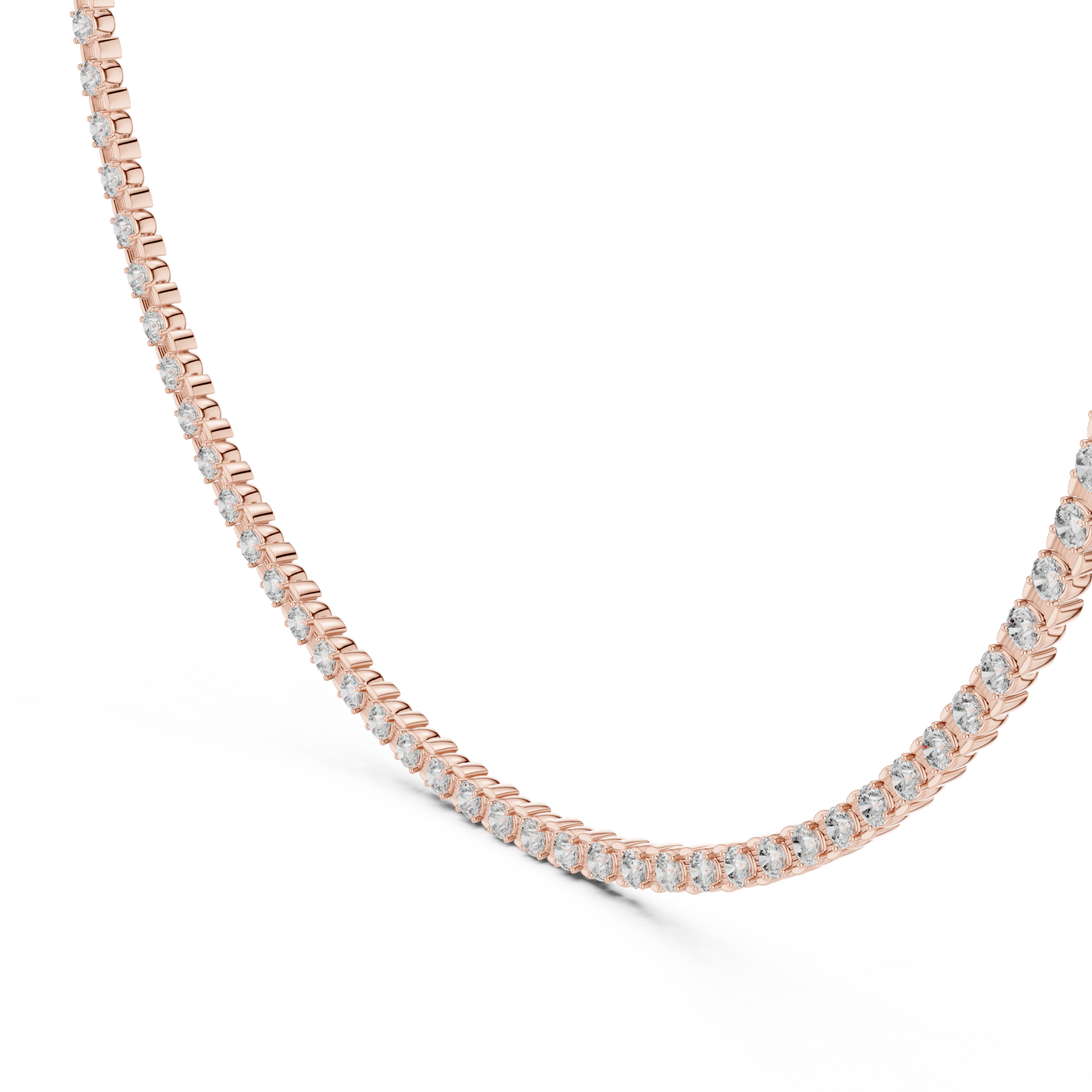 14 Pointer Round Lab Grown Diamond Tennis Necklace in Yellow Gold