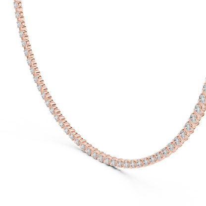 14 Pointer Round Lab Grown Diamond Tennis Necklace in Yellow Gold