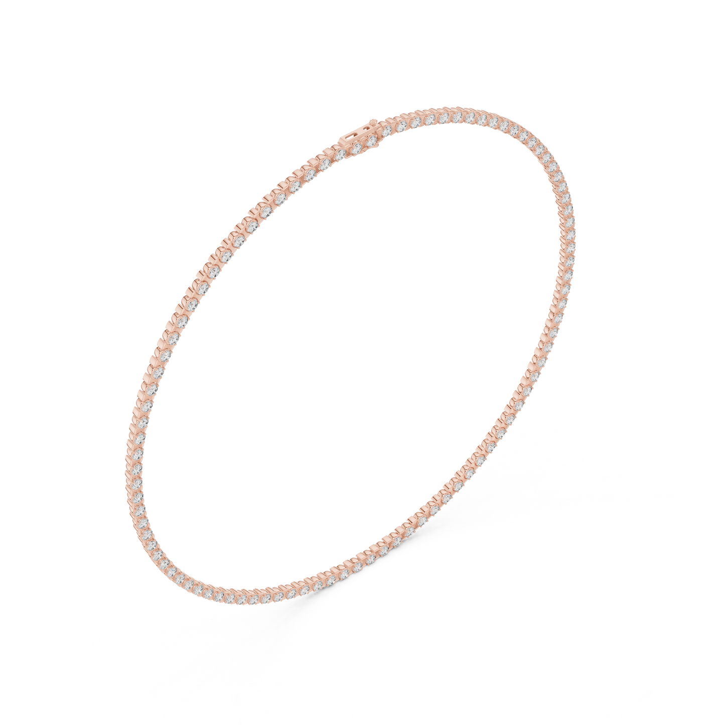 14 Pointer Round Lab Grown Diamond Tennis Necklace in Yellow Gold