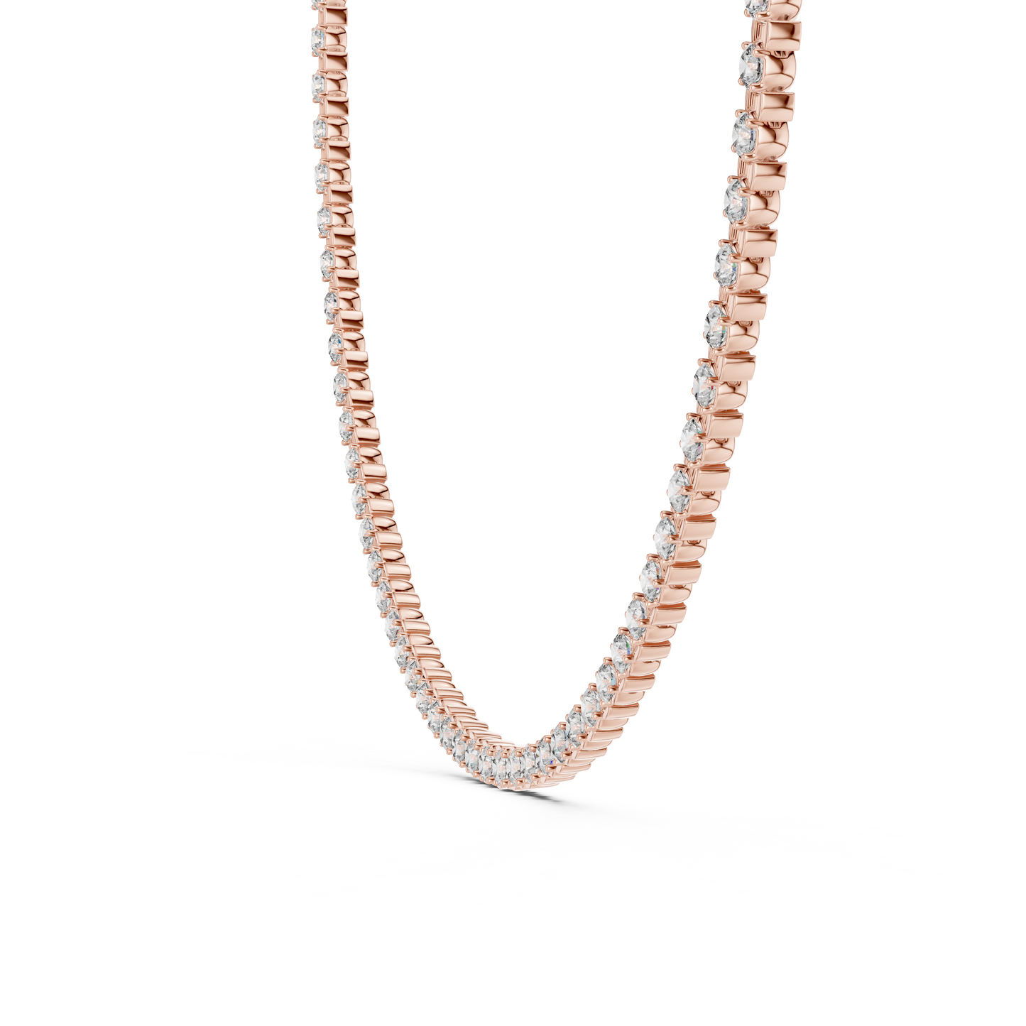 14 Pointer Round Lab Grown Diamond Tennis Necklace in Yellow Gold
