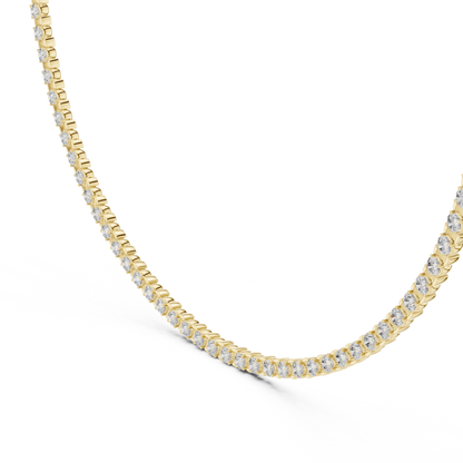14 Pointer Round Lab Grown Diamond Tennis Necklace in Yellow Gold