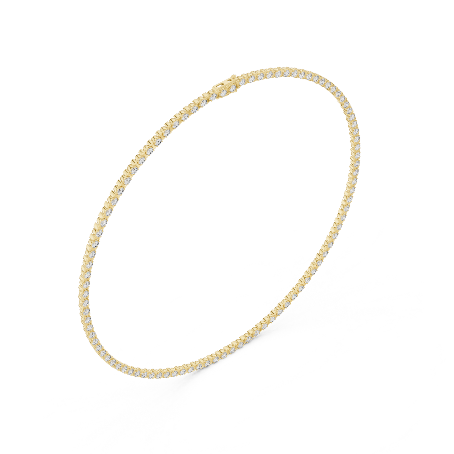 14 Pointer Round Lab Grown Diamond Tennis Necklace in Yellow Gold