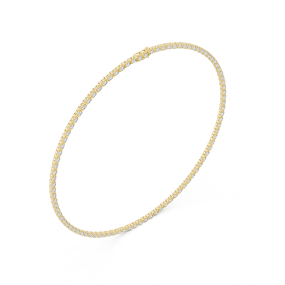 14 Pointer Round Lab Grown Diamond Tennis Necklace in Yellow Gold