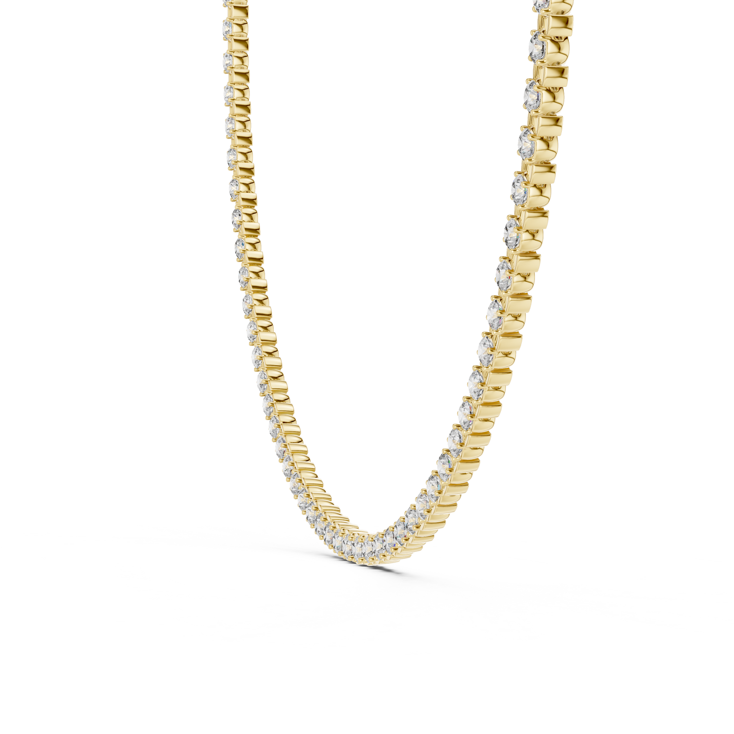 14 Pointer Round Lab Grown Diamond Tennis Necklace in Yellow Gold