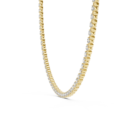 14 Pointer Round Lab Grown Diamond Tennis Necklace in Yellow Gold