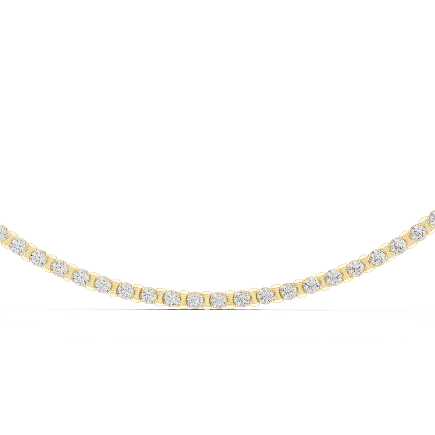 14 Pointer Round Lab Grown Diamond Tennis Necklace in Yellow Gold