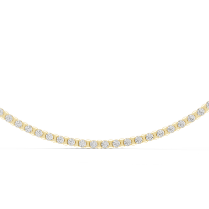 14 Pointer Round Lab Grown Diamond Tennis Necklace in Yellow Gold
