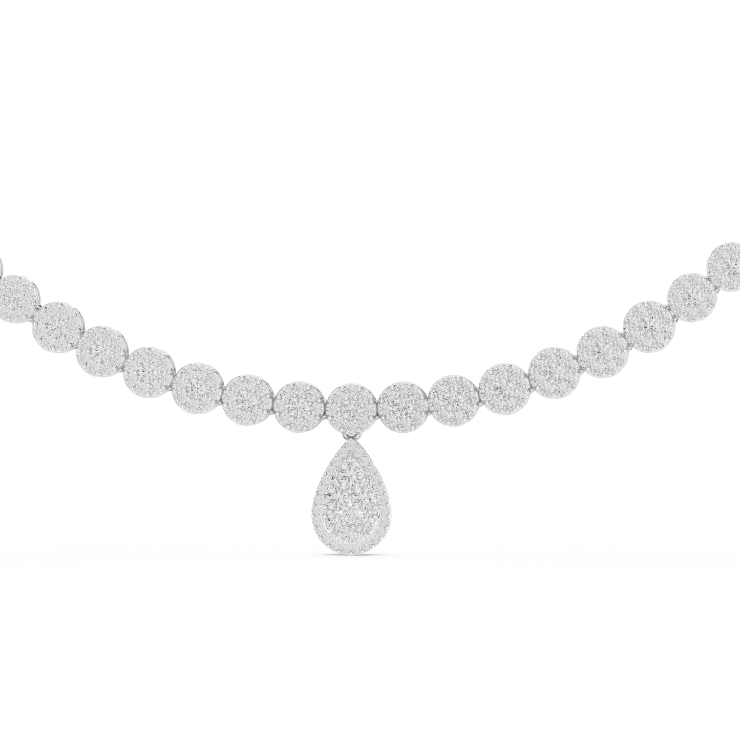 Luxury Lab Grown Diamond Floral Halo Necklace with Pear Drop Pendant in Rose Gold