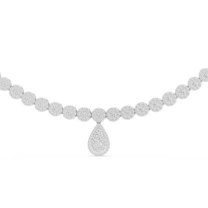 Luxury Lab Grown Diamond Floral Halo Necklace with Pear Drop Pendant in Rose Gold
