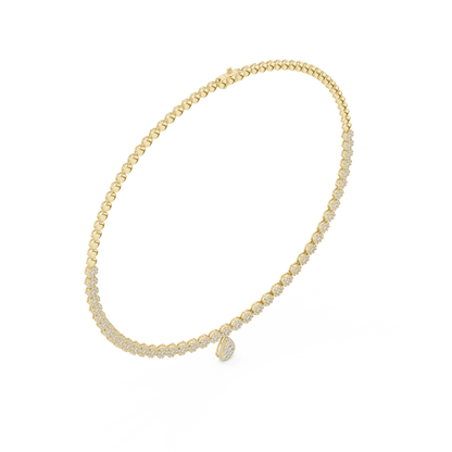 Luxury Lab Grown Diamond Floral Halo Necklace with Pear Drop Pendant in Rose Gold
