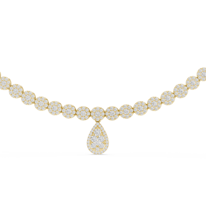 Luxury Lab Grown Diamond Floral Halo Necklace with Pear Drop Pendant in Rose Gold