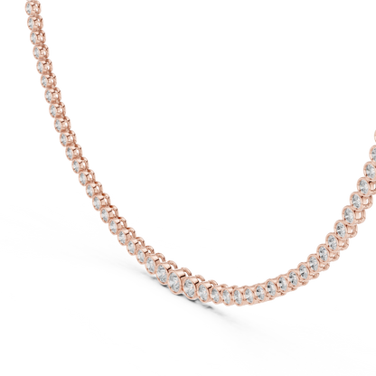 Luxury Graduated Lab Grown Diamond Tennis Necklace in Yellow Gold | Round Bezel Set Diamond Necklace
