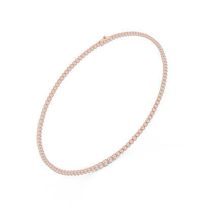 Luxury Graduated Lab Grown Diamond Tennis Necklace in Yellow Gold | Round Bezel Set Diamond Necklace