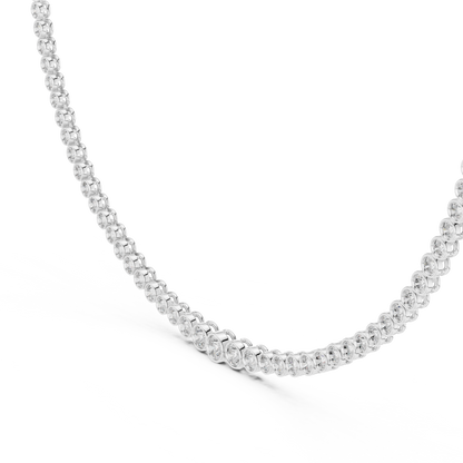 Luxury Graduated Lab Grown Diamond Tennis Necklace in Yellow Gold | Round Bezel Set Diamond Necklace