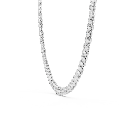 Luxury Graduated Lab Grown Diamond Tennis Necklace in Yellow Gold | Round Bezel Set Diamond Necklace