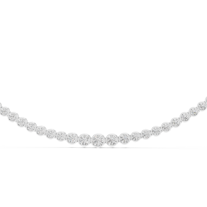 Luxury Graduated Lab Grown Diamond Tennis Necklace in Yellow Gold | Round Bezel Set Diamond Necklace