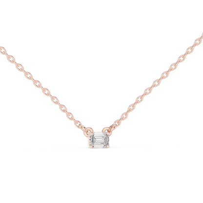 Emerald Cut Solitaire Lab Grown Diamond Pendant in White Gold