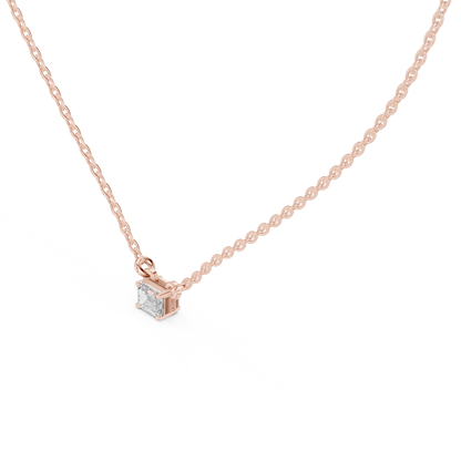 Emerald Cut Solitaire Lab Grown Diamond Pendant in White Gold