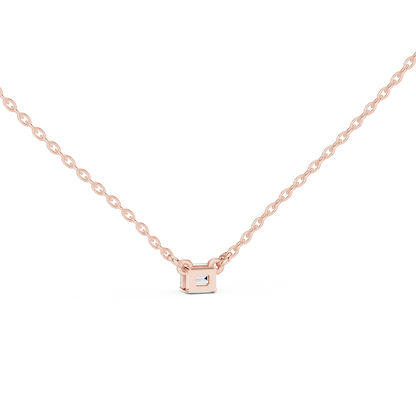 Emerald Cut Solitaire Lab Grown Diamond Pendant in White Gold