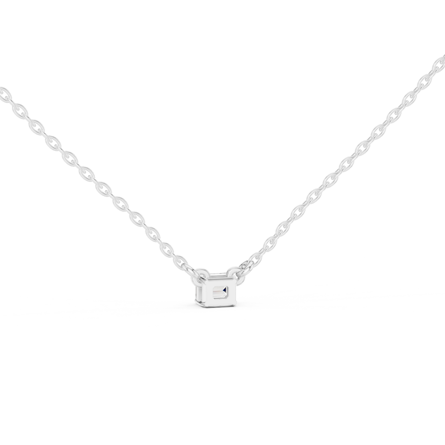 Emerald Cut Solitaire Lab Grown Diamond Pendant in White Gold
