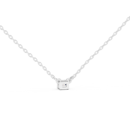 Emerald Cut Solitaire Lab Grown Diamond Pendant in White Gold