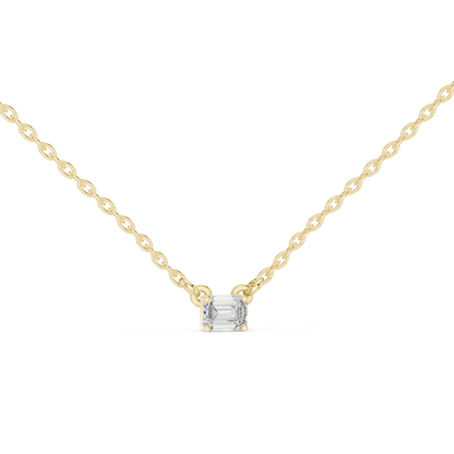Emerald Cut Solitaire Lab Grown Diamond Pendant in White Gold