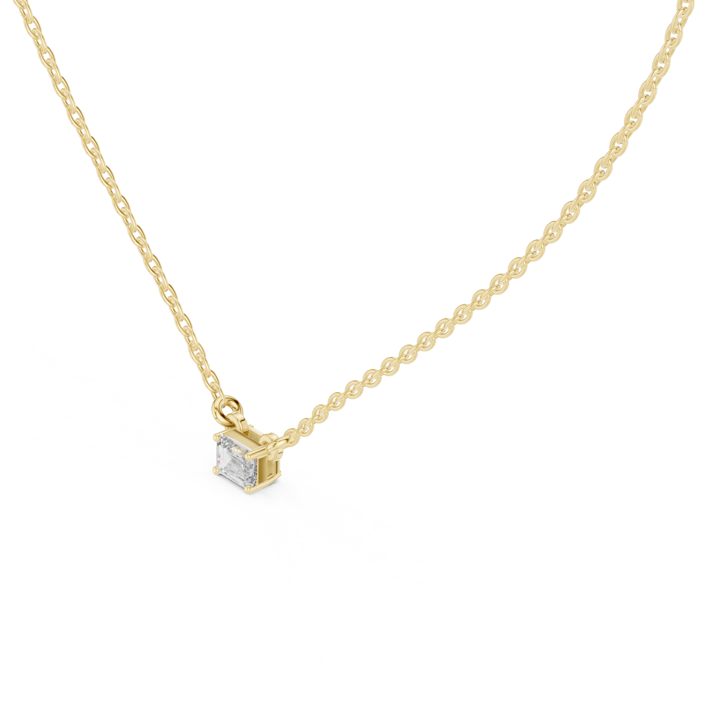 Emerald Cut Solitaire Lab Grown Diamond Pendant in White Gold