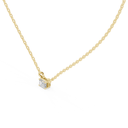 Emerald Cut Solitaire Lab Grown Diamond Pendant in White Gold