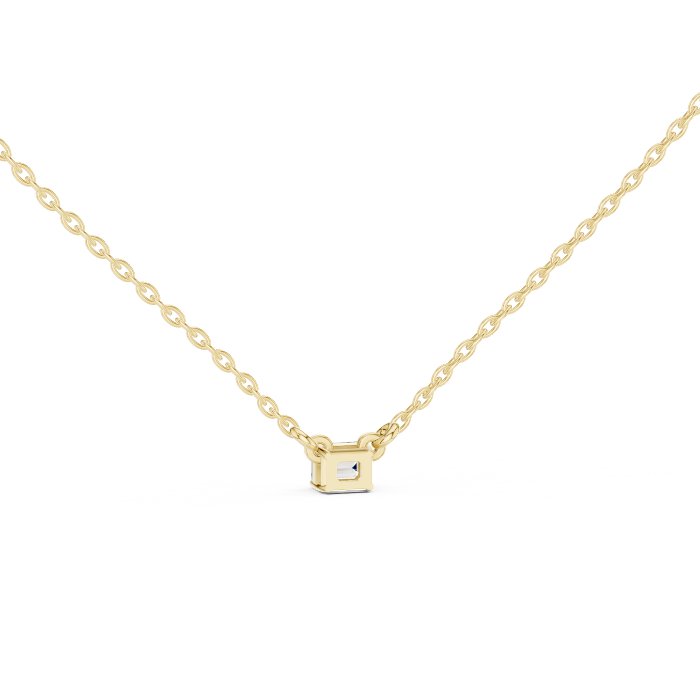Emerald Cut Solitaire Lab Grown Diamond Pendant in White Gold