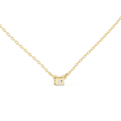 Emerald Cut Solitaire Lab Grown Diamond Pendant in White Gold