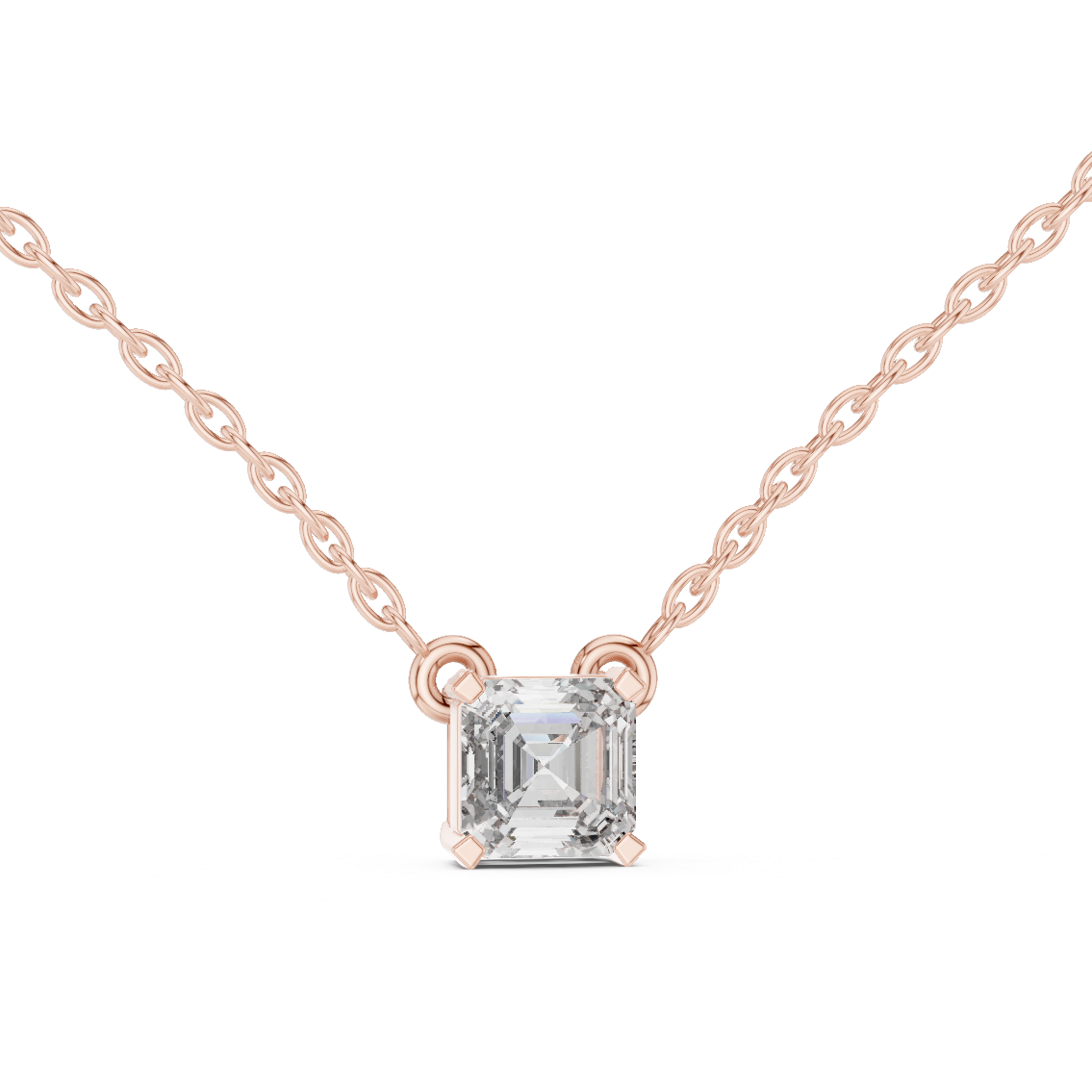 Asscher Cut Solitaire Lab-Grown Diamond Pendant in White Gold