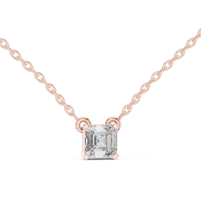 Asscher Cut Solitaire Lab-Grown Diamond Pendant in White Gold