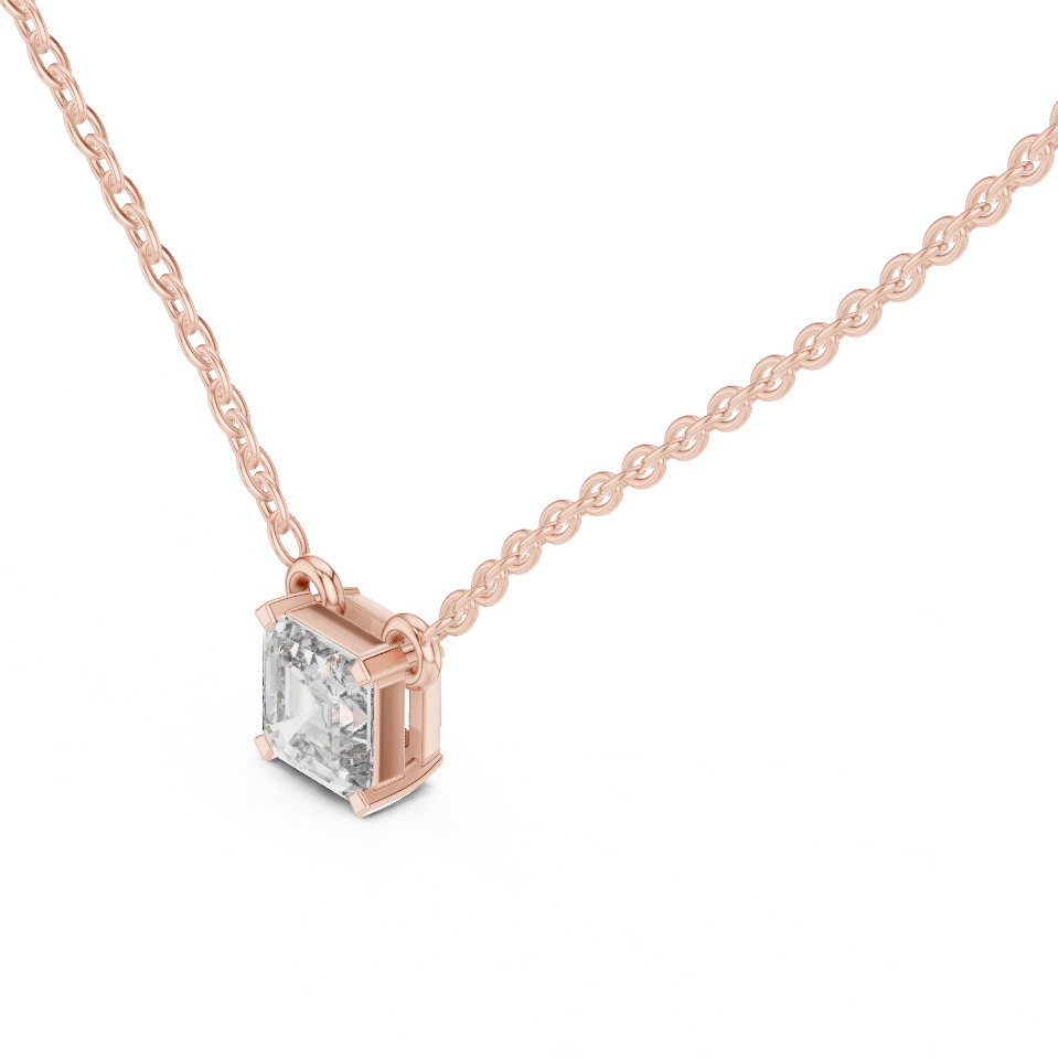 Asscher Cut Solitaire Lab-Grown Diamond Pendant in White Gold