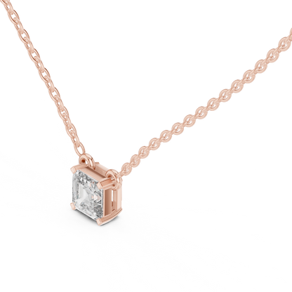 Asscher Cut Solitaire Lab-Grown Diamond Pendant in White Gold