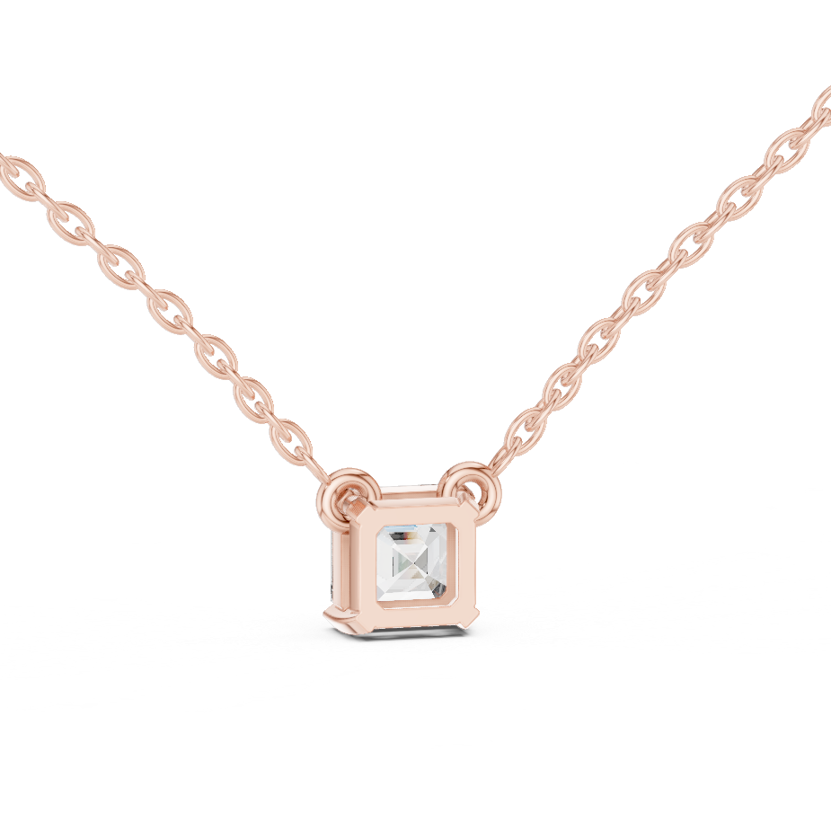 Asscher Cut Solitaire Lab-Grown Diamond Pendant in White Gold