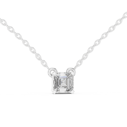 Asscher Cut Solitaire Lab-Grown Diamond Pendant in White Gold