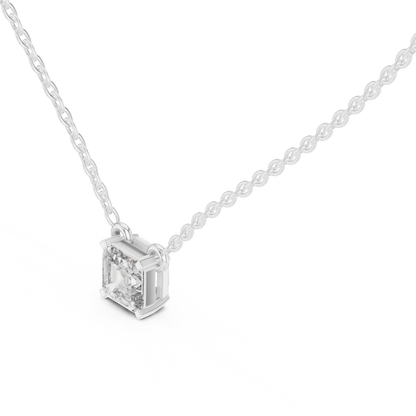 Asscher Cut Solitaire Lab-Grown Diamond Pendant in White Gold