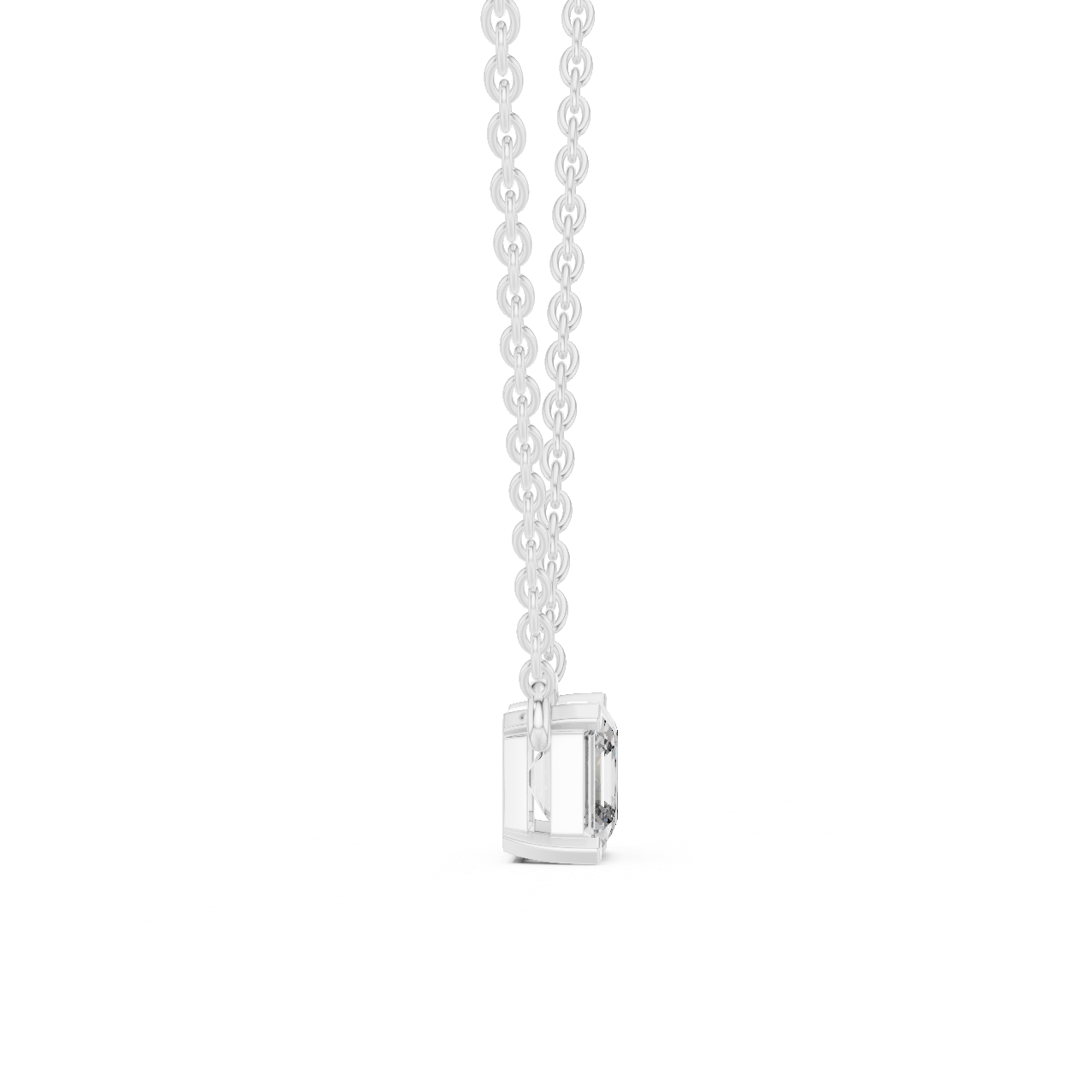Asscher Cut Solitaire Lab-Grown Diamond Pendant in White Gold