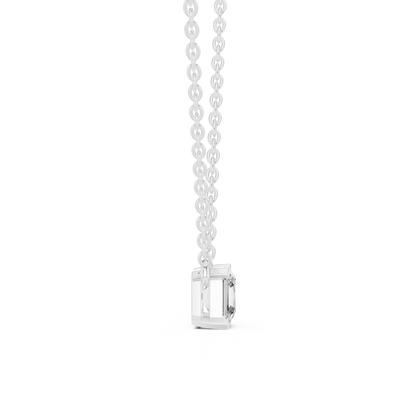 Asscher Cut Solitaire Lab-Grown Diamond Pendant in White Gold